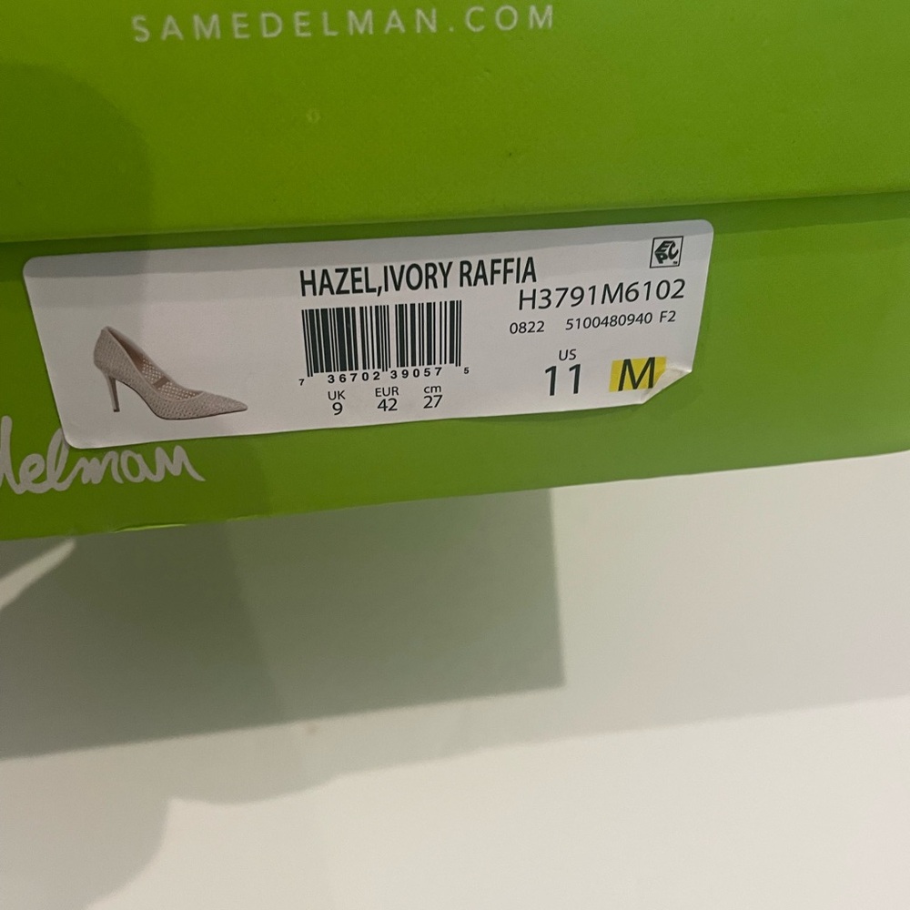 Sam Edelman Woven Pointed-Toe Pumps in Light Beige - Picture 10 of 12